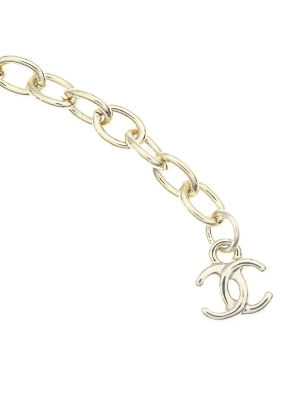 Chanel CC Logo Pendant Chain Gold Pink
